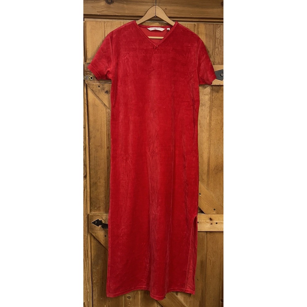 Vintage 90's Victoria's Secret Country Red Velvet Nightgown Cottagecore Womens M